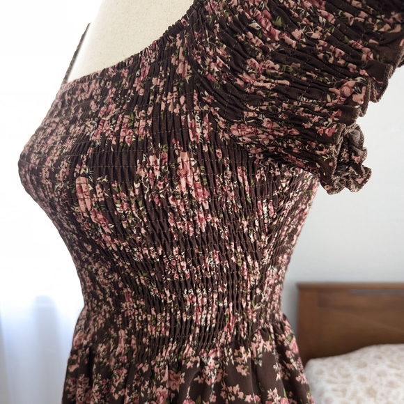 NWOT Off Shoulder Floral Maxi Dress Spring Cottagecore Festival Boho Western XS - Picture 10 of 16